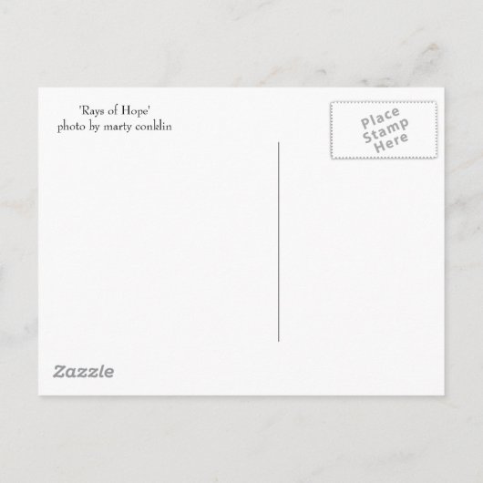 'Rays of Hope' foto briefkaart (Achterkant)