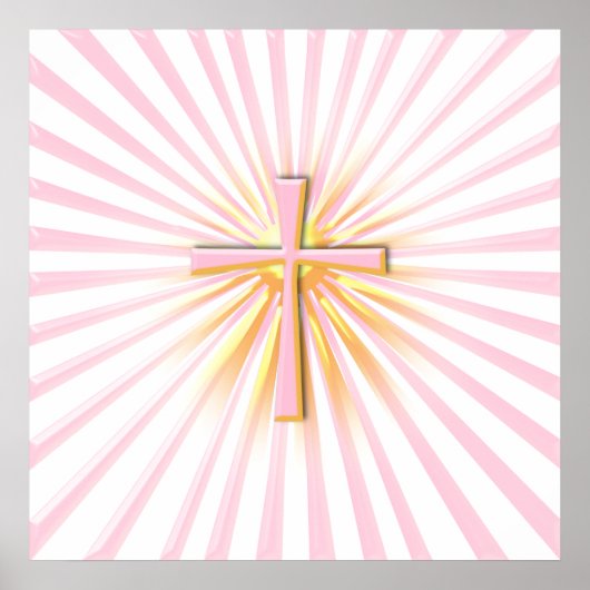 Rays of Light from the Religious Cross (On White) Poster (Voorkant)
