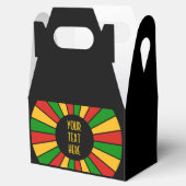 RAYS RASTAFARI FLAG BUTTON + uw teken of tekst Bedankdoosjes (Geopend)