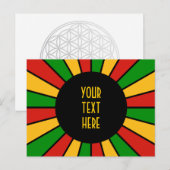 RAYS RASTAFARI FLAG BUTTON + uw teken of tekst Briefkaart (Voorkant / Achterkant)