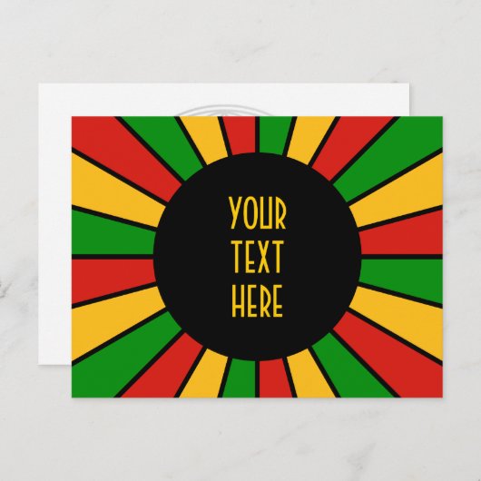 RAYS RASTAFARI FLAG BUTTON + uw teken of tekst Briefkaart (Voorkant / Achterkant)