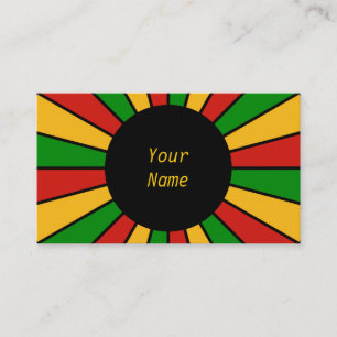 RAYS RASTAFARI FLAG BUTTON + uw teken of tekst Visitekaartje