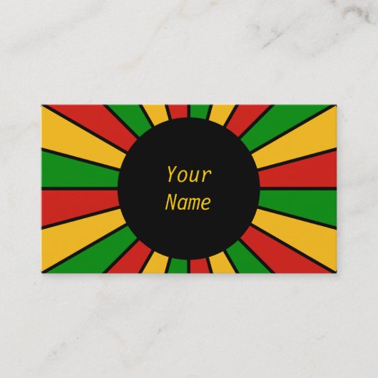 RAYS RASTAFARI FLAG BUTTON + uw teken of tekst Visitekaartje (Voorkant)