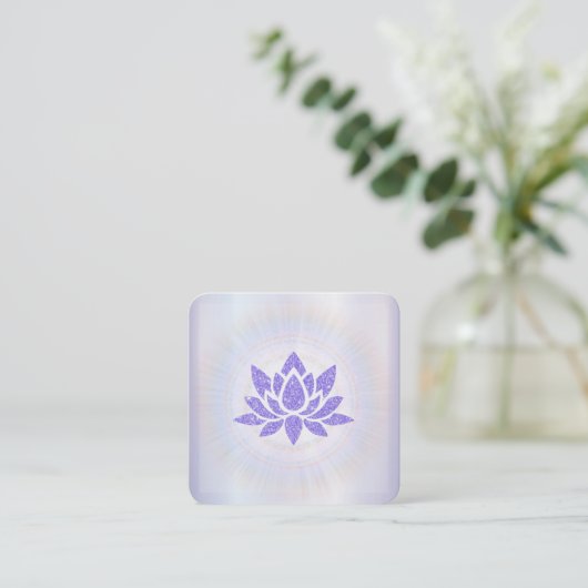 *~* Rays Reiki Energy Healing Lotus Lavender Vierkante Visitekaartje (Staand voorkant)