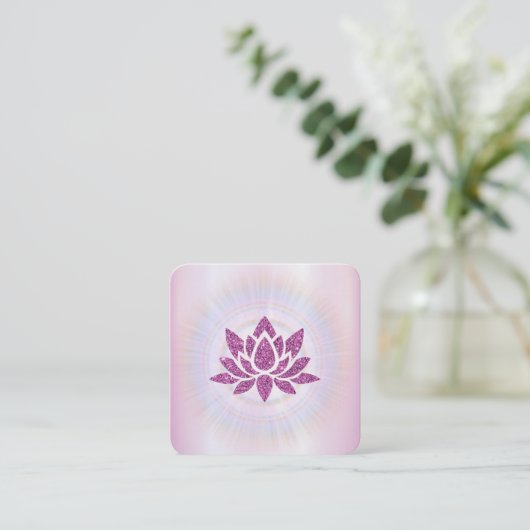 *~* Rays Reiki Energy Healing Lotus MAGENTA Vierkante Visitekaartje (Staand voorkant)