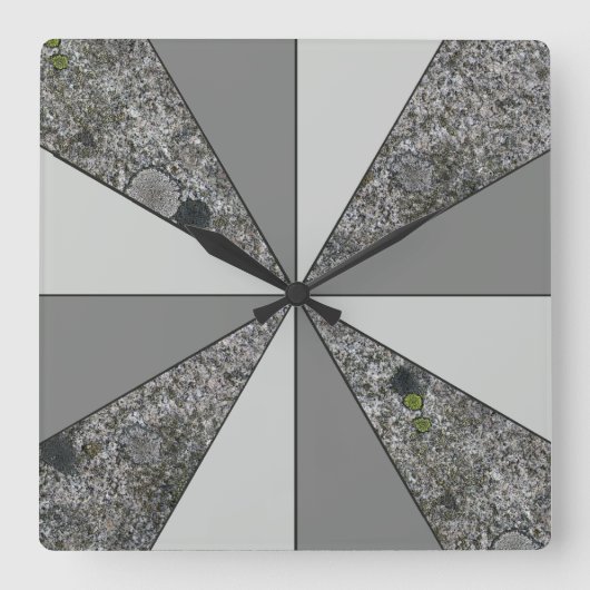 Rays van grijze graniet en grijze kleuren vierkante klok (Voorkant)