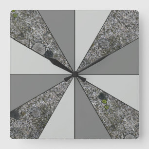 Rays van grijze graniet en grijze kleuren vierkante klok