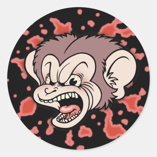 Raz Poetin , de Mad Monkey Ronde Sticker (Voorkant)