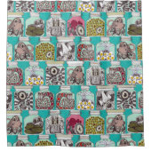 razend blauw douchegordijn (Voorkant)