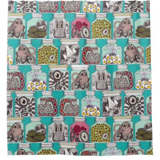 razend blauw douchegordijn (Voorkant)