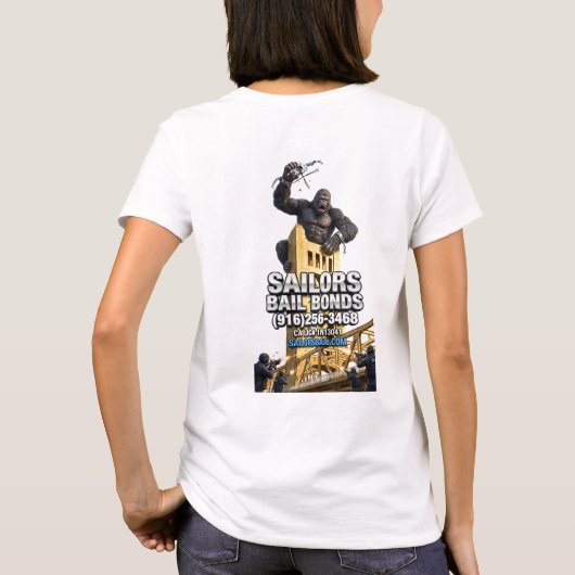 Razende Koning Gorilla Over de Tower Bridge T-shirt (Achterkant)