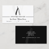 Razor Barber Appointment Black White Visitekaartje (Voorkant / Achterkant)