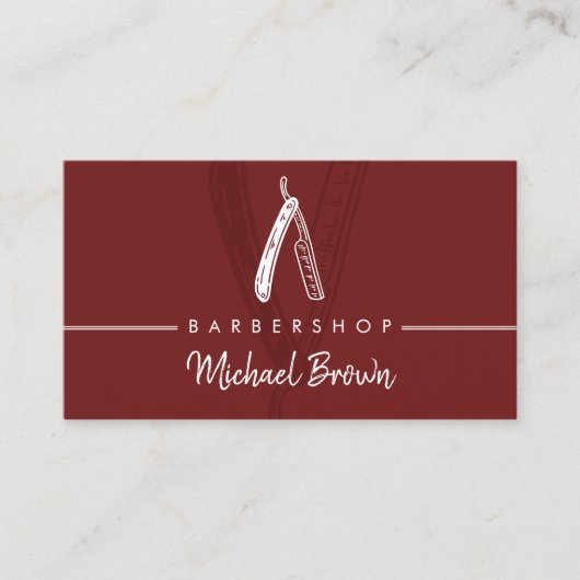 Razor Barber Bordeaux Visitekaartje (Voorkant)