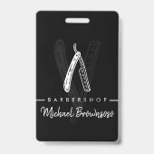 Razor Barber shop zwart logo Badge (Voorzijde)