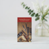 Razor Barber Tools Rustic Hipster Style Visitekaartje (Staand voorkant)