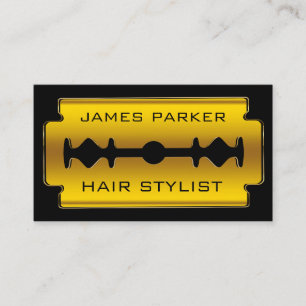 Razor Blade Gold Faux Barber Hair Stylist Visitekaartje