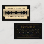 Razor Blade Gold Faux Barber Hair Stylist Visitekaartje (Voorkant / Achterkant)