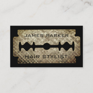 Razor Blade Gold Faux Barber Hair Stylist Visitekaartje