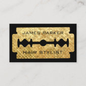 Razor Blade Gold Faux Barber Hair Stylist Visitekaartje (Voorkant)