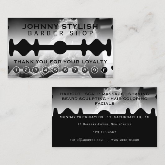 Razor blade lijst loyalty visitekaartje (Voorkant / Achterkant)