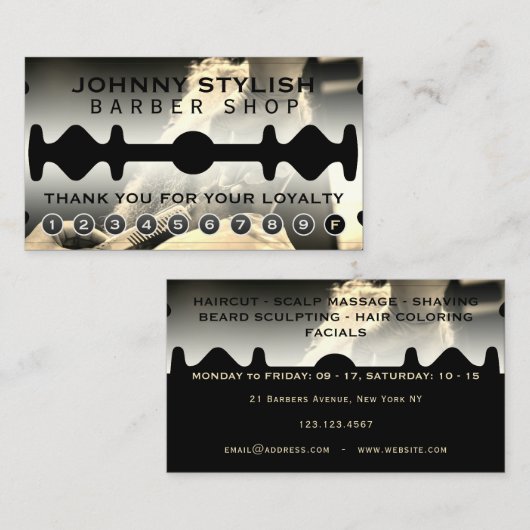 Razor blade lijst loyalty visitekaartje (Voorkant / Achterkant)