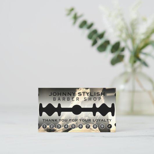 Razor blade lijst loyalty visitekaartje (Staand voorkant)