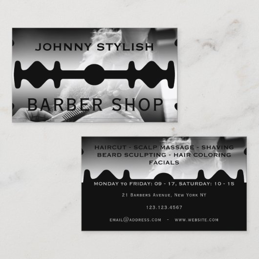 Razor blade-lijst visitekaartje (Voorkant / Achterkant)