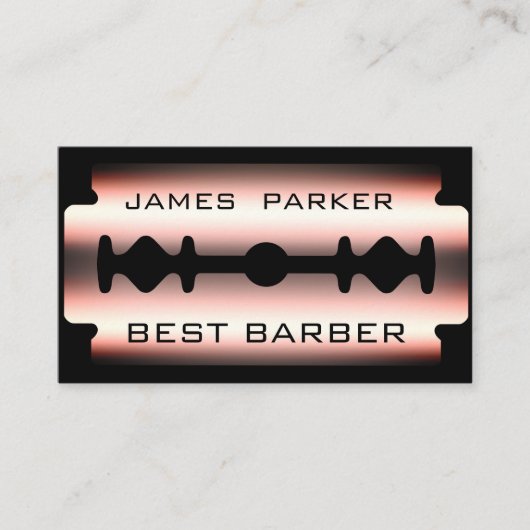 Razor Blade Silver Roos Barber Modern Hair Stylist Visitekaartje (Voorkant)