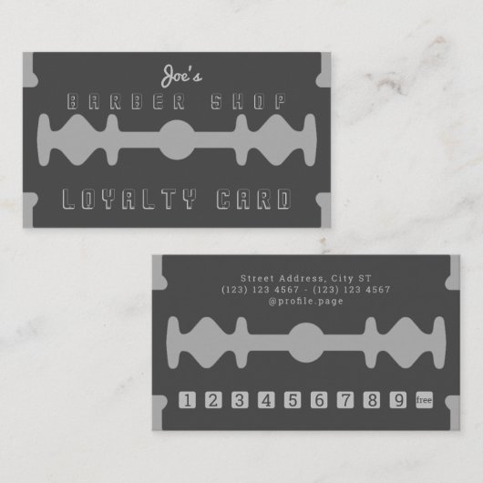 Razor donkerbruine loyaliteit visitekaartje (Voorkant / Achterkant)