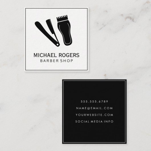 Razor- en Haarclippers Vierkante Visitekaartje (Voorkant / Achterkant)
