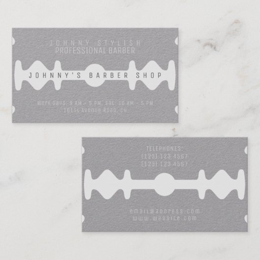 Razor faux zie vorm grijze vaartuigen visitekaartje (Voorkant / Achterkant)