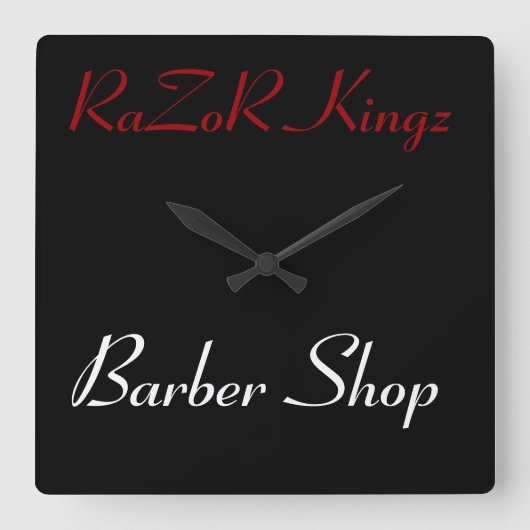 RaZoR Kingz Barber Shop-promotie Vierkante Klok (Voorkant)