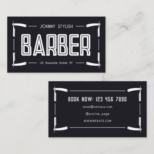 Razor lijst barber stijl visitekaartje (Voorkant / Achterkant)