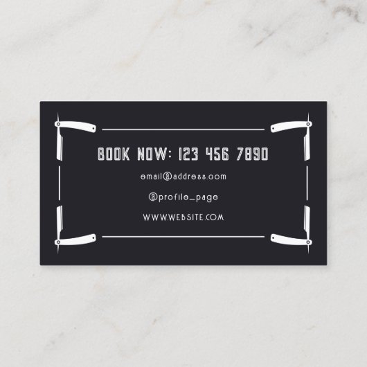 Razor lijst barber stijl visitekaartje (Achterkant)