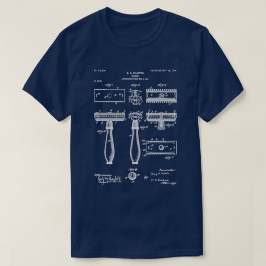 Razor Patent Barber Art Black Chalkboard T-shirt (Design voorkant)