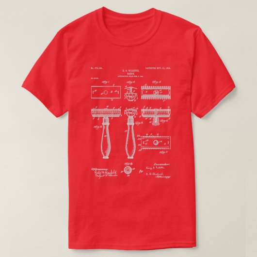 Razor Patent Barber Art Blueprint T-shirt (Design voorkant)
