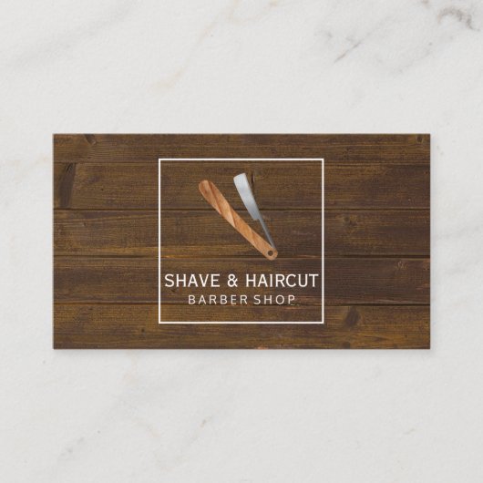 Razor Rustic Wood White Box Visitekaartje (Voorkant)