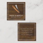 Razor Rustiek Houten Witte Doos Vierkante Visitekaartje (Voorkant / Achterkant)