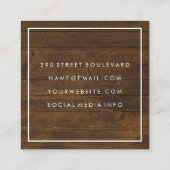 Razor Rustiek Houten Witte Doos Vierkante Visitekaartje (Achterkant)