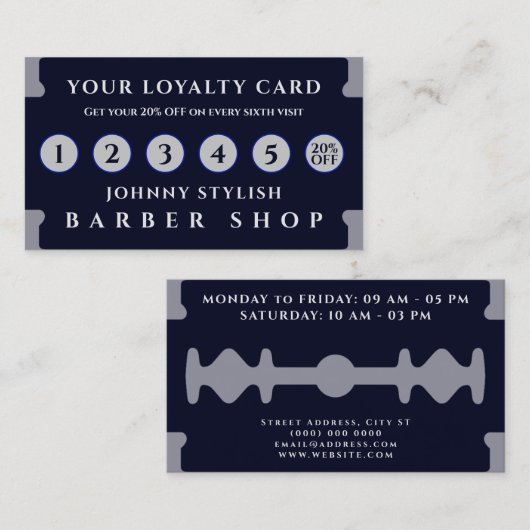 Razor-vormloyaliteitskaart Visitekaartje (Voorkant / Achterkant)