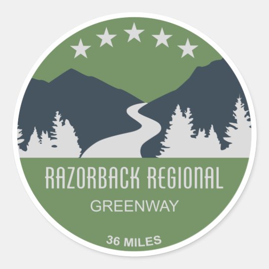 Razorback Regional Greenway Ronde Sticker (Voorkant)
