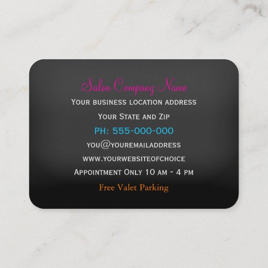 Razzle Dazzle Fun Professionele Haarstylist Visitekaartje (Achterkant)