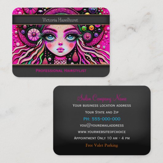 Razzle Dazzle Fun Professionele Haarstylist Visitekaartje (Voorkant / Achterkant)