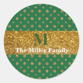 Razzle Dazzle Kerst Glitter Stippen Custom Ronde Sticker (Voorkant)