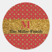 Razzle Dazzle Kerst Glitter Stippen Custom Ronde Sticker (Voorkant)