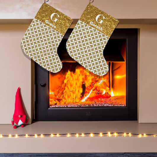 Razzle Dazzle Kerstmis Glittery Gouden Sterren Grote Kerstsok