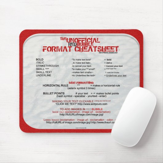RB CheatSheet Mousepad Muismat (Met muis)
