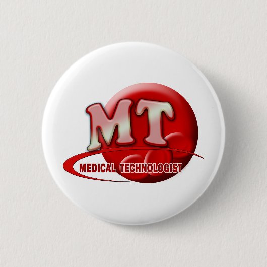 RBC MT LABORATORIUMSWOOSH LOGO - MEDISCHE TECH RONDE BUTTON 5,7 CM (Voorkant)