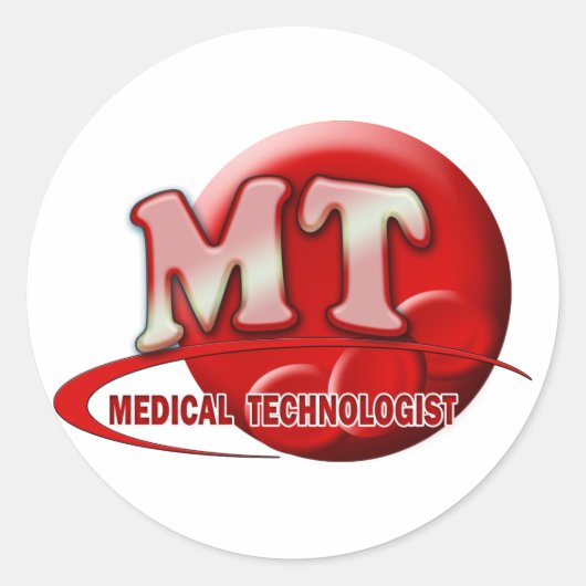 RBC MT LABORATORIUMSWOOSH LOGO - MEDISCHE TECH RONDE STICKER (Voorkant)