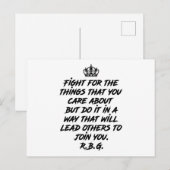 Rbg Citaten, Vecht Voor De Dingen Waar Je Om Geeft Briefkaart (Voorkant / Achterkant)
